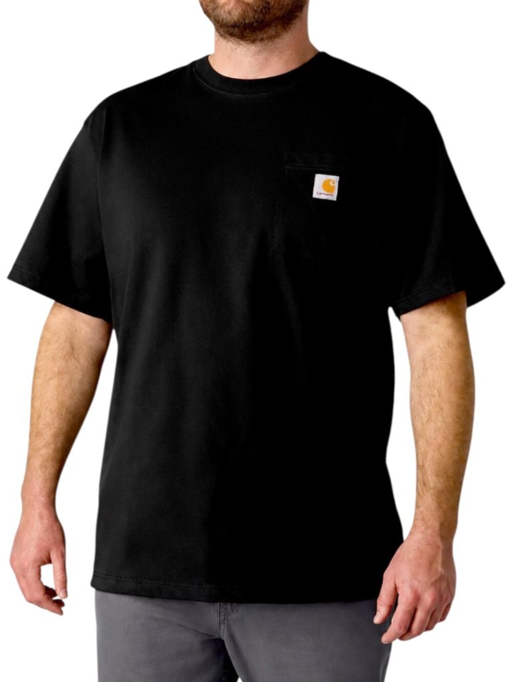 🫶 Carhartt Men's K87 Pocket Tee Black Loose Fit Heavyweight‎ T-Shirt ~ Large
